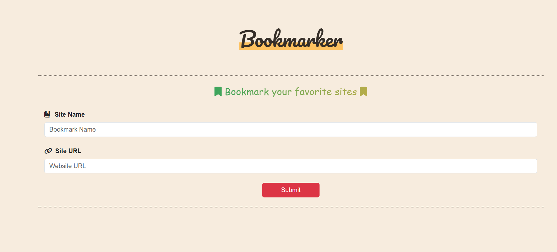 Bookmarker Website screenshot
