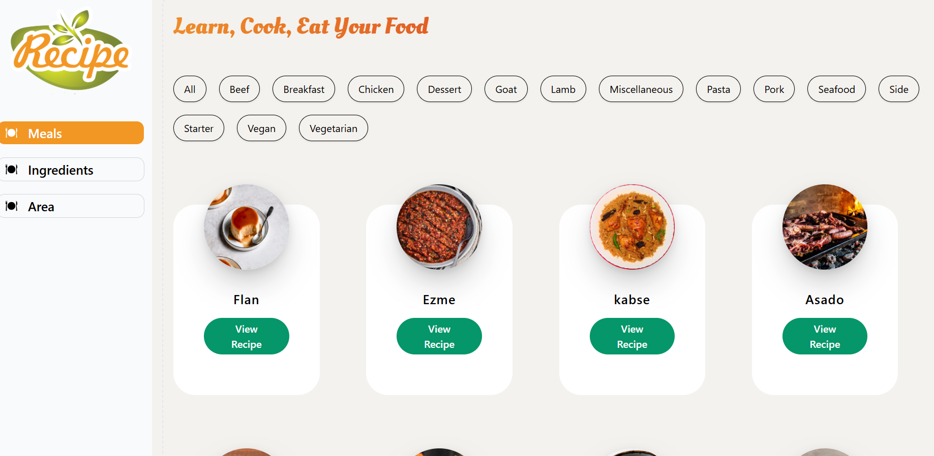 Meals App screenshot